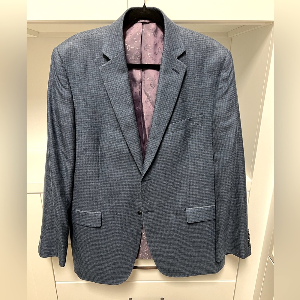 Tallia Blazer - 42R - blue with blue and purple plaid.
